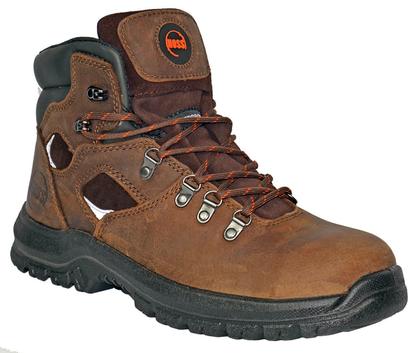 HOSS Tracker Brown Shoe - Men's Safety Work Boot With Composite Toe & Waterproof Membrane